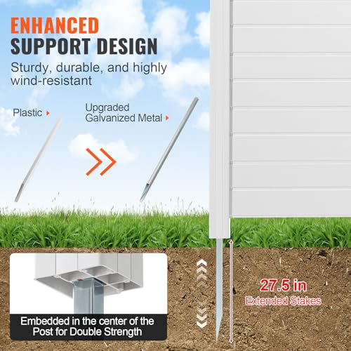 VEVOR Outdoor Privacy Screens, 50" W x 50" H Air Conditioner Fence, Pool Equipment Enclosure, Horizontal Vinyl Privacy Fence, Perfect to Enclose Trash Can and A/C Units (2-Panel)