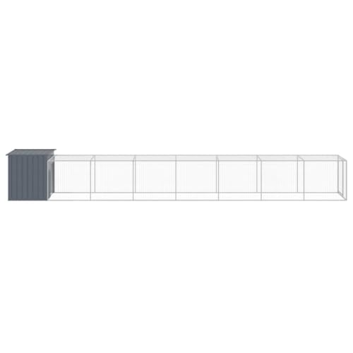 'vidaXL Galvanized Steel Chicken Cage with Extended Run - Anthracite - Durable Run and Shed for Chickens, Hens, Small Animals - Comes with Protective Roof