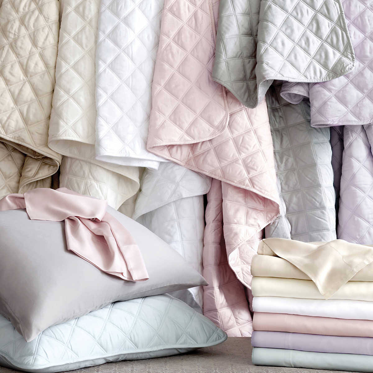 Pine Cone Hill - Quilted Silken Solid Ivory Coverlet - Twin