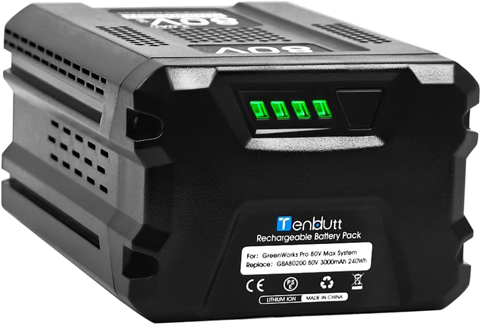 【3rd Upgrade】 TenHutt 80V 3.0Ah Replacement Battery for Greenworks PRO 80V Battery GBA80200 GBA80300 GBA80400 Lithium ion Battery High Capacity
