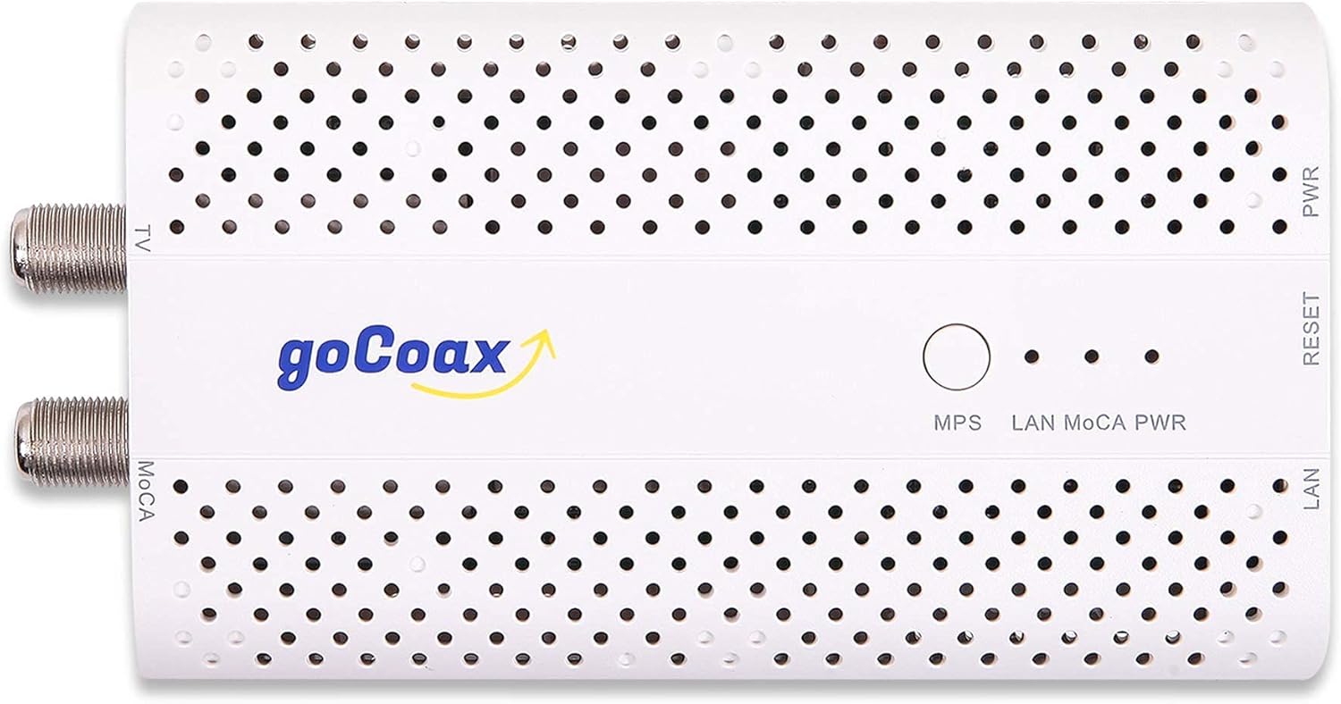 goCoax MoCA 2.5 Adapter with 2.5GbE Ethernet Port. MoCA 2.5. 1x 2.5GbE Port. Provide 2.5Gbps Bandwidth with existing coaxial Cables. White(Single, MA2500D)