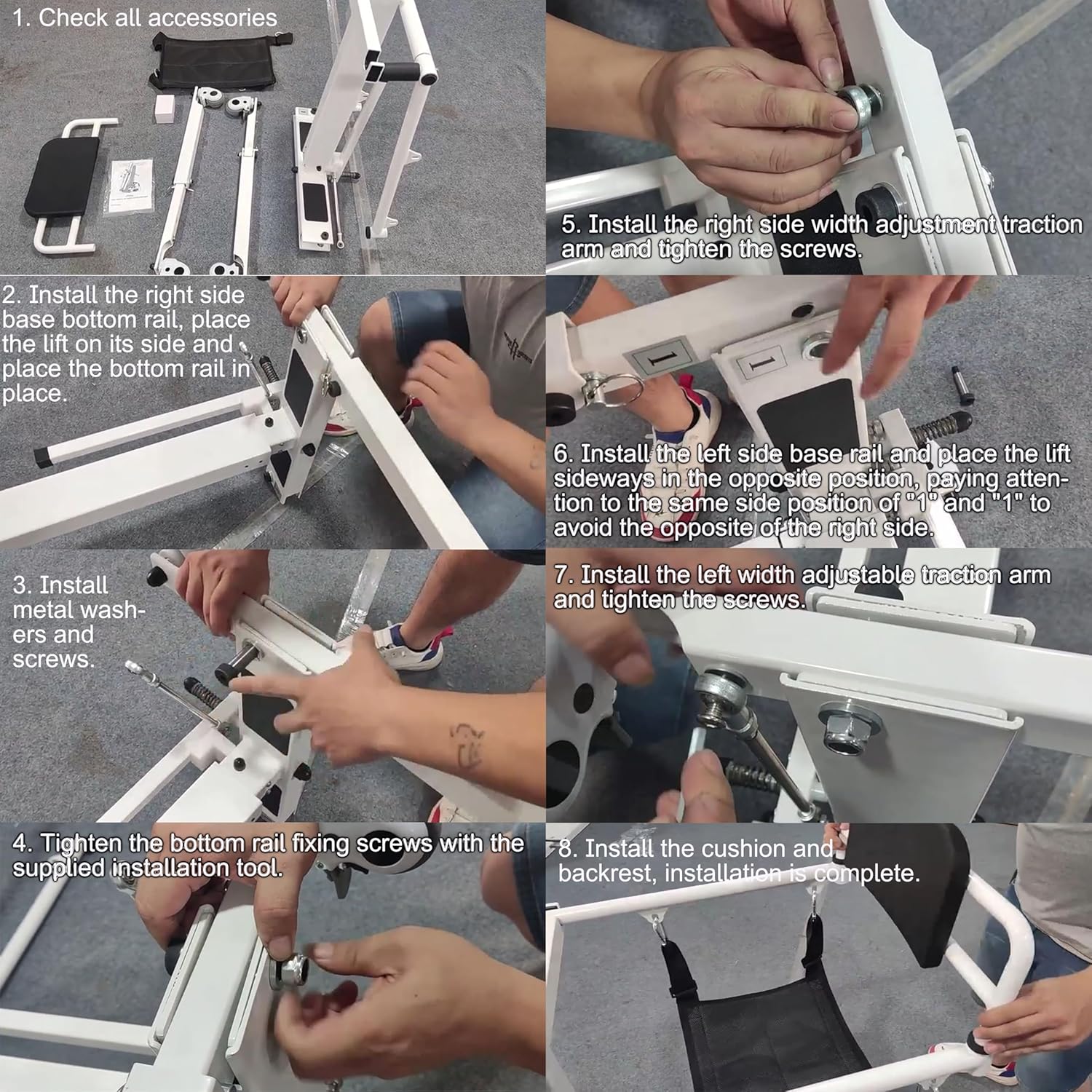 Electric Patient Lift Transfer Chair Patient Lift Wheelchair for Home Foldable Portable Patient Lift Chair with Adjustable Base, from Bed to Wheelchair Transfer and Wheelchair to car, White