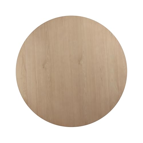 42"-54" Solid Extendable Round Dining Table with a 12 Inch Leaf for 6 Persons for Kitchen, Living Room, Natural Wood Wash