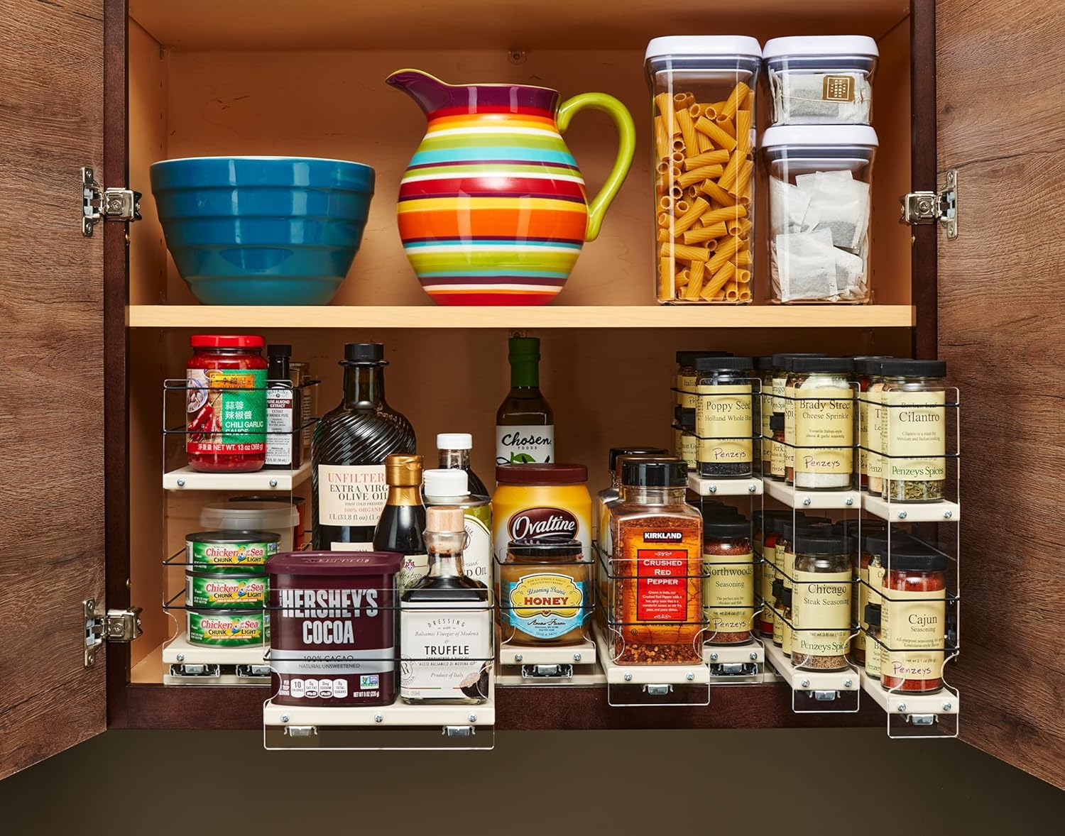 Vertical Spice - 222x2x11 DC - Spice Rack - Cabinet Mounted- 3 Drawers - 30 Capacity - Best In Class - Size: 6.9 Width x 10.75 Height x 10.6 Depth - Made In USA