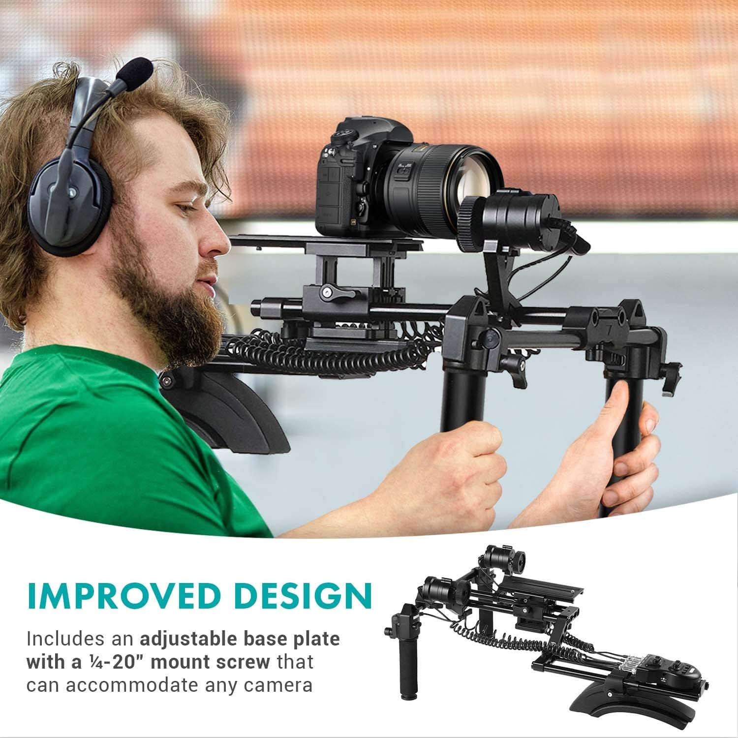 Movo/Sevenoak DSLR Shoulder Rig with Motorized Follow Focus and Zoom Control - Camera Shoulder Mount for DSLR Cameras