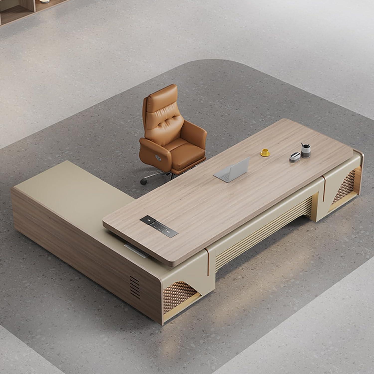 Large Executive Desk Computer Desk for Home Office Computer Desk with Storage Cabinets Business Furniture Office Furniture Workstation for Home Office ()