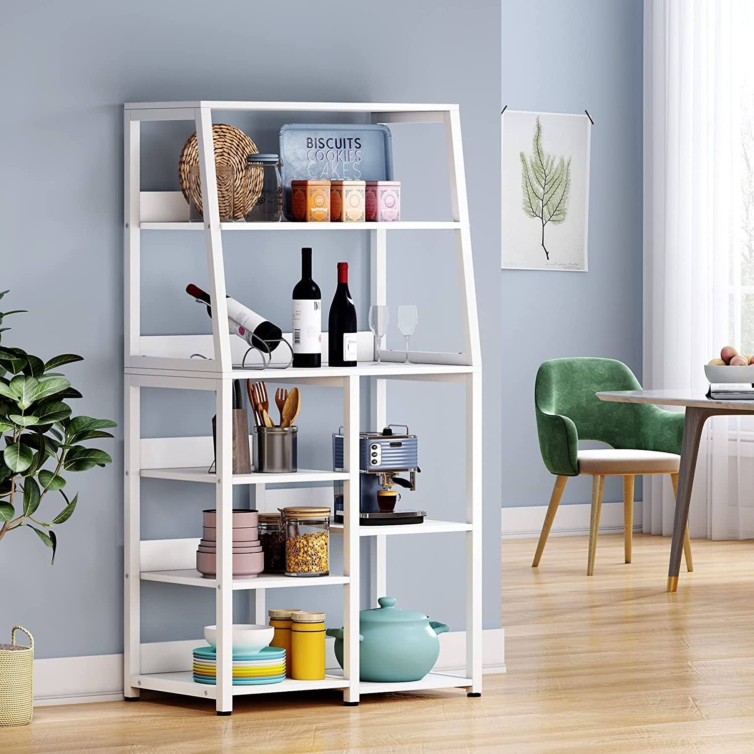 Tribesigns 8-Tier Industrial Baker's Rack with Storage Shelves, Free Standing Microwave Oven Stand Spice Rack for Kitchen, Utili