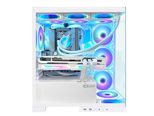 Superview Gaming PC Desktop Computer - AMD Ryzen 7 5700X 3.4GHz, RTX 4060 8G, 32GB DDR4 RAM 3200, 1TB M.2 PCIE + 2TB SATA SSD, 650W PSU, 360mm AIO, 11AC Wi-Fi, Windows 11 Pro 64-bit, White