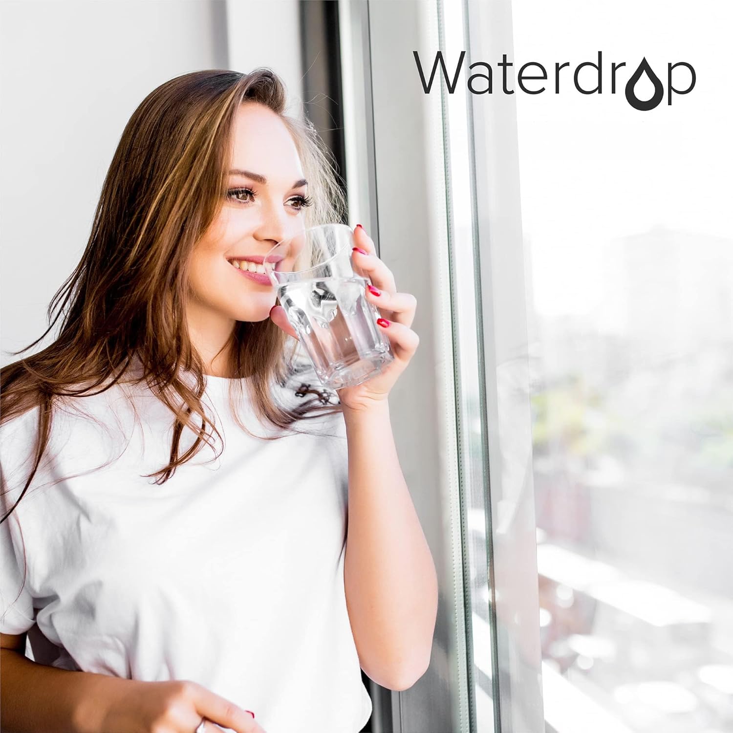 Waterdrop Gravity-fed Water Filter System with 2 Black Carbon Filters, Metal Spigot, Stainless Steel Stand and Water Level Spigot