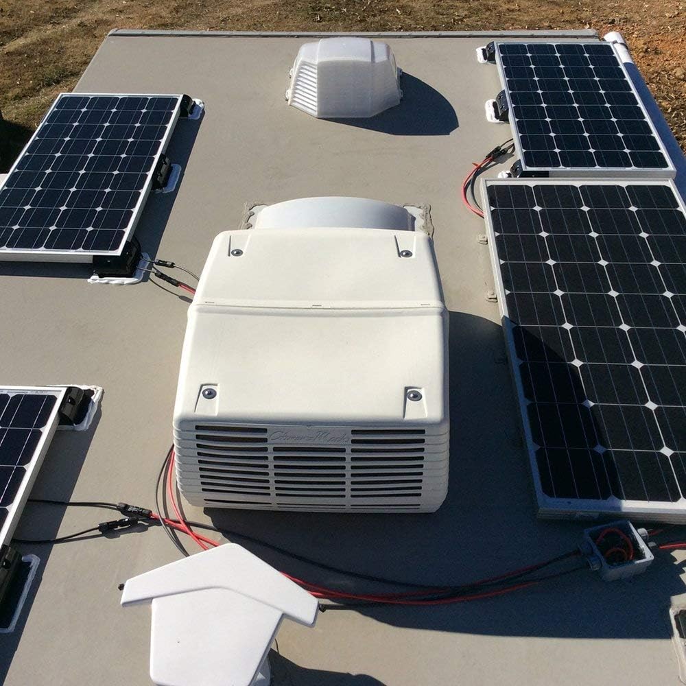Renogy 400 Watt 12 Volt Monocrystalline Solar Panel Bundle Kit with 4 pcs 100W Panel and 30A Wanderer PWM Charge Controller for RV, Boats, Trailer, Camper, Marine, Off-Grid Solar Power System