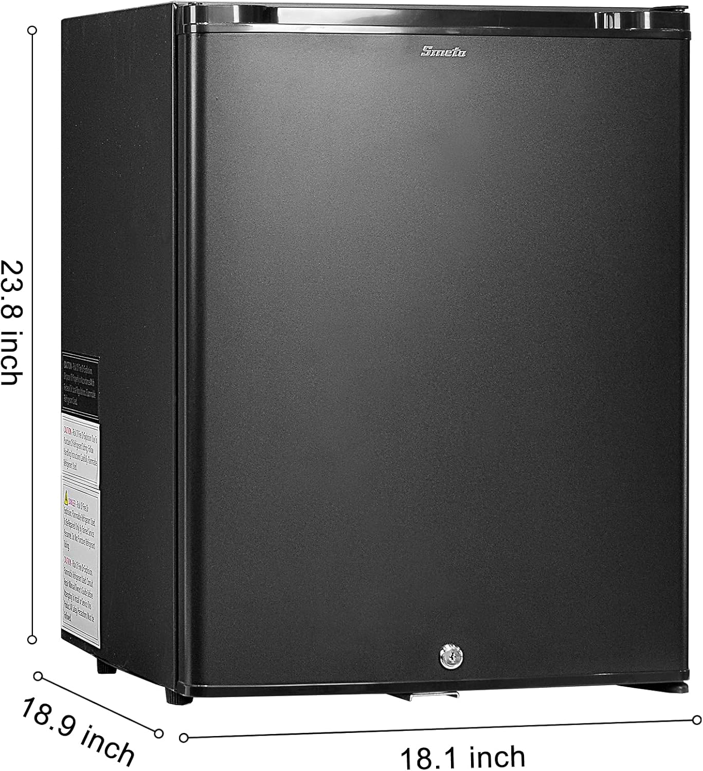 SMETA Mini Fridge No Noise: Absorption Refrigerator 12V/110V Portable for Dorm Office Truck Camper, with Lock, DC AC, 1.0 Cu.Ft, Black