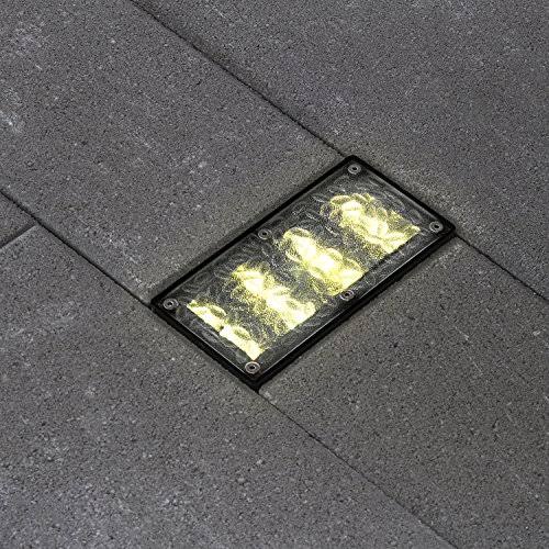 Solar Brick Landscape Path Light, 8x4 Recessed Polyresin Paver, 12 Warm White LEDs, Waterproof, Outdoor Use, No Wires or Plugs -