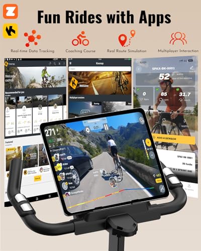 Exercise Bike, Low Noise Stationary Bikes for Home, Adjustable Brake Pad Indoor Cycling Bike, 300lbs Capacity Compact Workout Bike with Tablet Mount & Comfortable Padded Seat