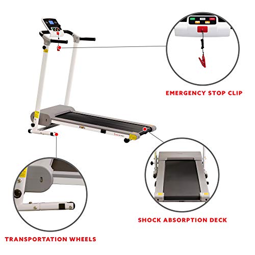 Sunny Health & Fitness Smart Foldable Exercise Running Walking Treadmill, Easy Assembly, LCD Performance Monitor, Device Holder, Optional SunnyFit® App Enhanced Connectivity