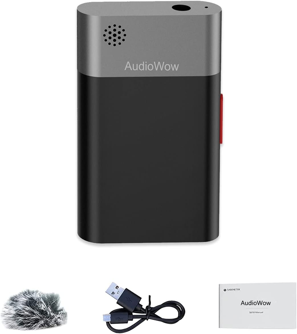 SabineTek AudioWo -Bluetooth Microphone Wireless Lapel Mic, Compact Wireless Clip -on Microphone,Bluetooth Lavalier Microphone for Smart Phone, Recording Video Vlogger, Sound Mixer,Remix Mic