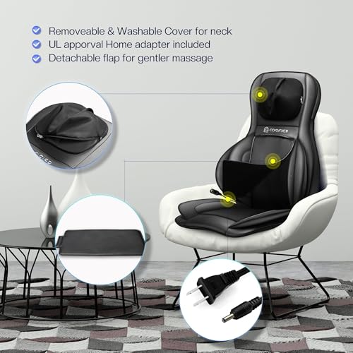 COMFIER Shiatsu Neck Back Massager with Heat, 2D ro 3D Kneading Massage Chair Pad, Adjustable Neck Massage,Seat Massager for Full Body Relaxation, Christmas Gifts for Dad Mom Women Men,Dark Gray
