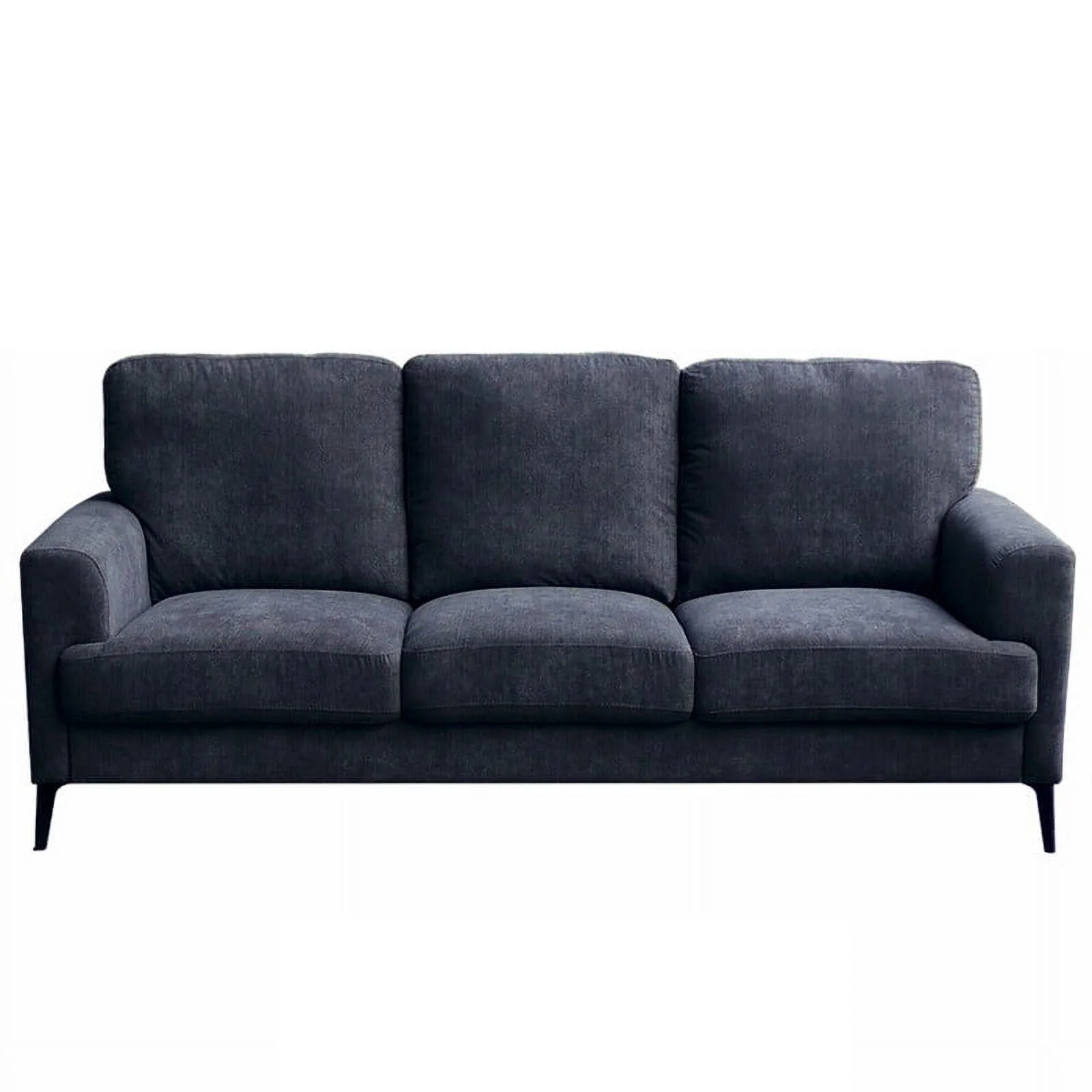 Pemberly Row Black Chenille Sofa Loveseat Chair Living Room Set