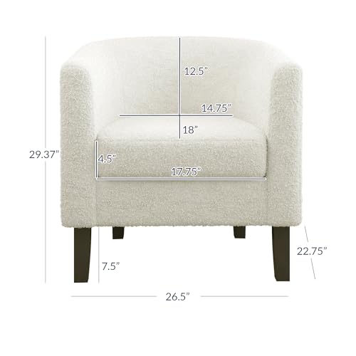 BELLEZE Living Room Chair, Linen Round Accent Barrel Chair, Club Tub Sofa Chair for Bedroom, Corner Chair with Flared Legs and Cozy Soft Padding - Highland (Floral Print)