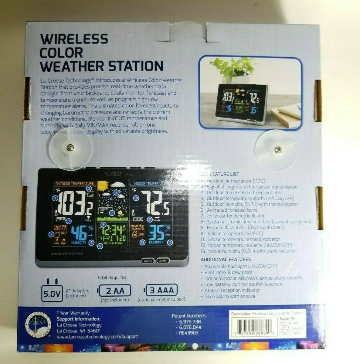 La Crosse Technology Wireless Atomic Digital Color Forecast Station with Alerts, White