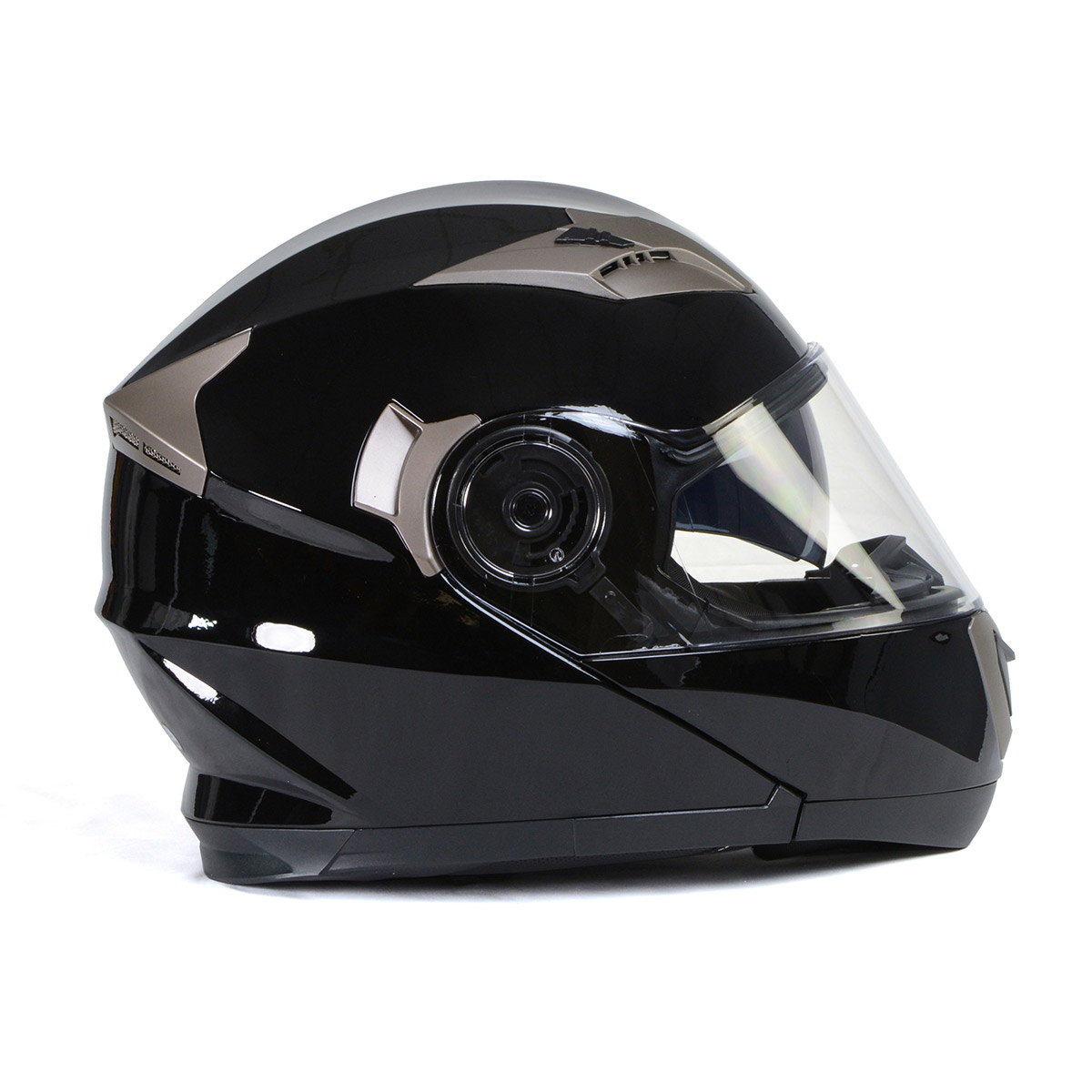 Milwaukee Helmets MPH9806DOT 'Ionized' Gloss Black Advanced Motorcycle Modular Helmet for Men and Women Biker w/ Drop Down Visor Medium