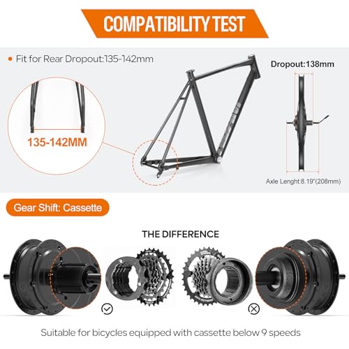 Bafang Ebike Conversion Kit:48V 500W Rear Hub Motor Fit for 700C/28/29" Wheel MTB/Road Commuter Bicycle,Brushless Geared Motor with LCD Display & PAS & Battery (Optional) for Rear Cassette Wheel