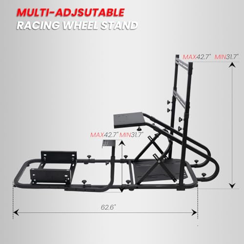 Racing Simulator Cockpit with Monitor Mount and Strong Fiberglass and PVC Leather Bucket Seat, Racing Wheel Stand Compatible with Fanatec, Thrustmaster, Logitech, Moza Racing Games on PS5, PS4, Xbox and PC