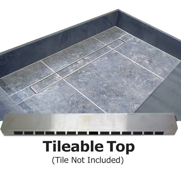 Tile Redi RT3360R-PVC-TBN 60x22 x 33x22 Single Threshold Shower Base with Drain Top
