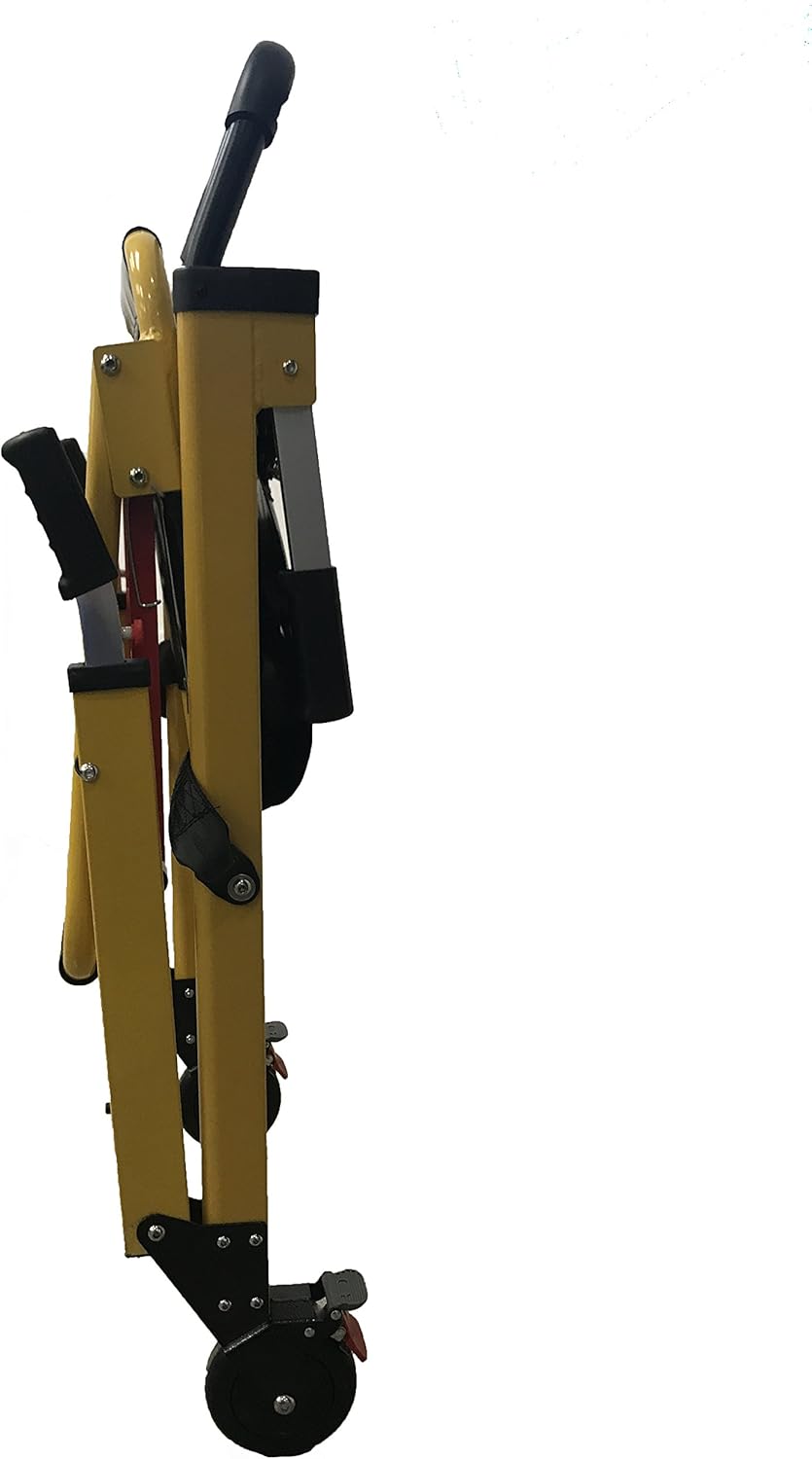 LINE2design EMS Stair Chair 70015-Y Medical Emergency Patient Transfer - 2-Wheel Deluxe Evacuation Chair - Ambulance Transport Folding Stair Chair Lift - Load Capacity: 400 lb. Yellow