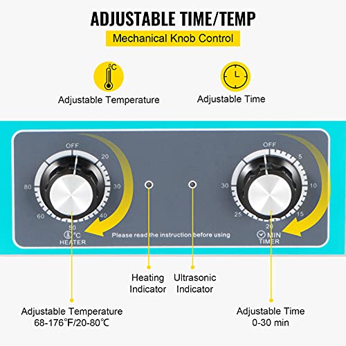 Mophorn 10L Ultrasonic Cleaner 304 Stainless Steel Professional Knob Control Ultrasonic Cleaners with HeaterTimer for Jewelry Watch Glasses Circuit Board Dentures Small Parts Dental Instrument