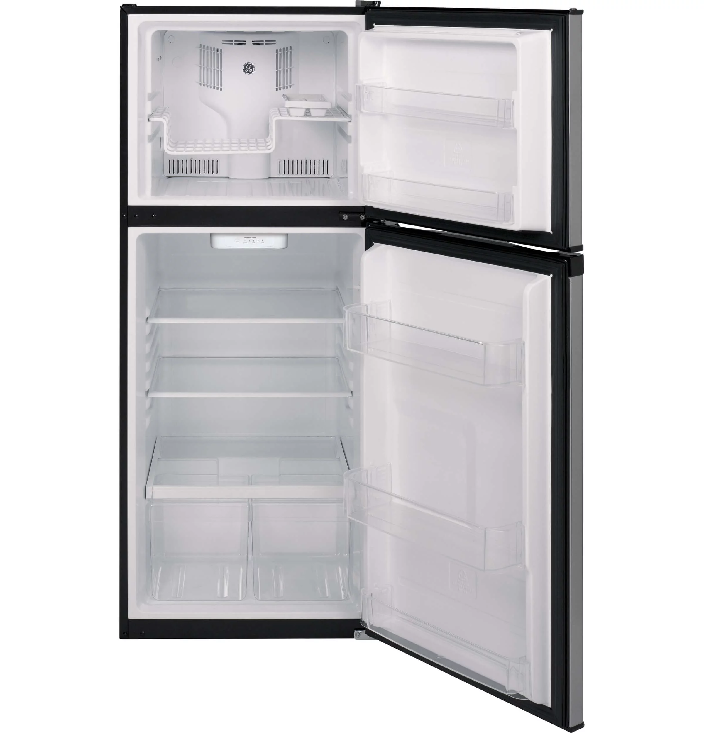 GE Appliances GPE12FSKSB 24 Inch Freestanding Top Freezer Refrigerator Stainless Steel