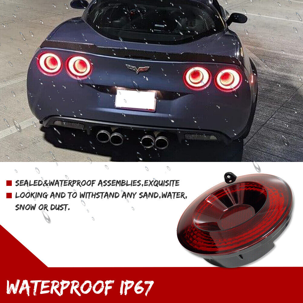 GTINTHEBOX For 2005-2013 Chevrolet Corvette C6 LED Red Halo Ring Rear Brake Tail Lights 4PC
