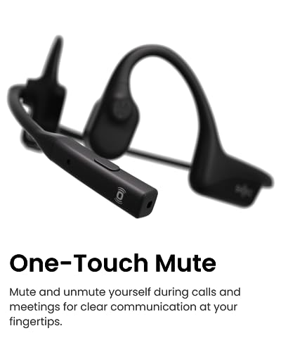 SHOKZ OpenComm2 Open-Ear Bone Conduction Headphones, Wireless Bluetooth Computer Headsets with Noise Canceling Mic and Mute Botton for Work, Call, Meeting, 16 Hours Talk Time for Mobile & PC