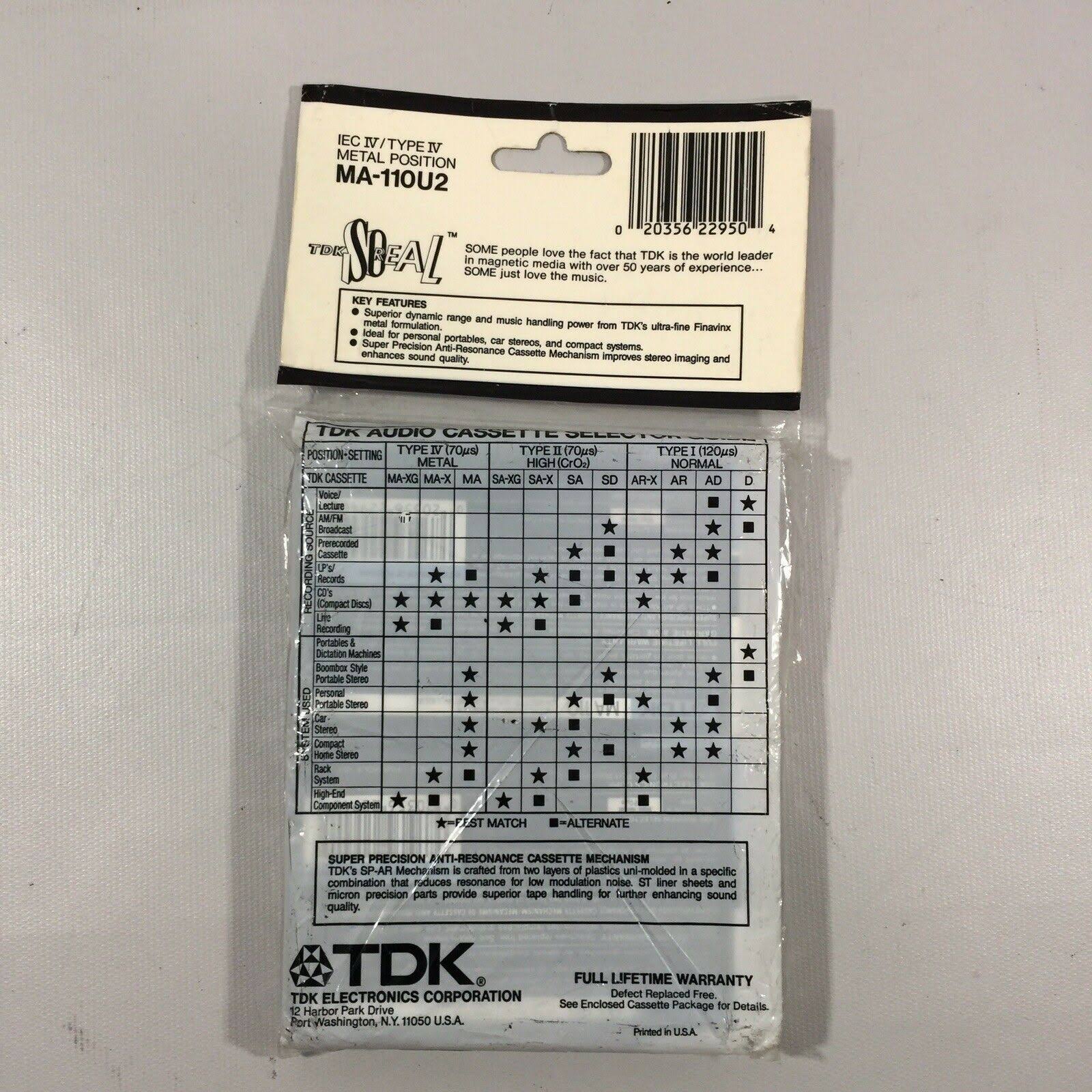 X2 TDK Ma 110 Blank Audio Cassette Tapes New Sealed Type IV Metal Bias Japan