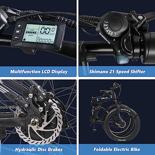PEXMOR Electric Bike for Adults, 750W(Peak 1000W) 30MPH | Full Suspension Mountain Ebike, 60+ Miles 48V 12AH Removable Battery, 26 Fat Tire Foldable Commuter Electric Bicycle 21 Speed, UL2849
