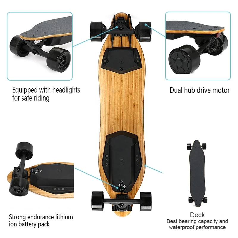 Cheap dual hub motors electric skateboard learn to use in five minutes daily transportation electric longboard for adults