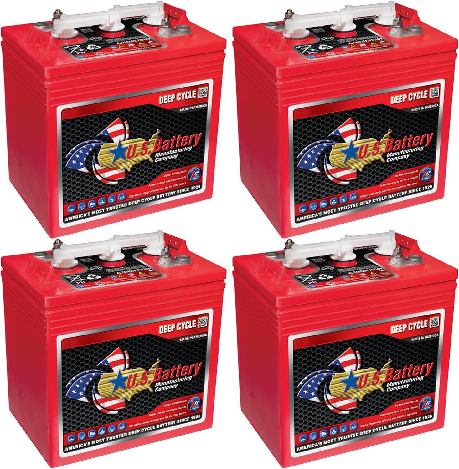US Battery US125CS T-125 6V 240Ah Flooded Lead Acid GC2 Deep Cycle Battery x 4