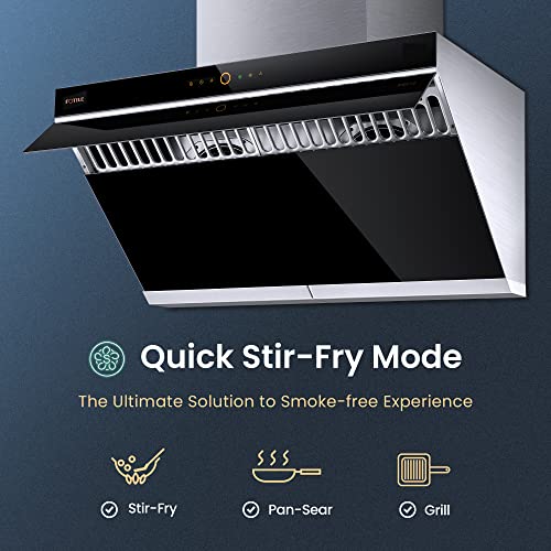 FOTILE 30" Under-Cabinet or Wall-Mount Range Hood | Dual DC-Motor | Slant Vent Design | Hands Free On and Off | Touchscreen with 4 Speed Level | Modern Kitchen