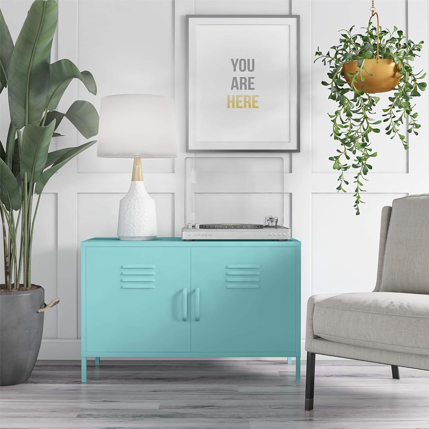 Novogratz Cache 2 Door Metal Locker Accent Cabinet Cache Metal Locker Mint End Table