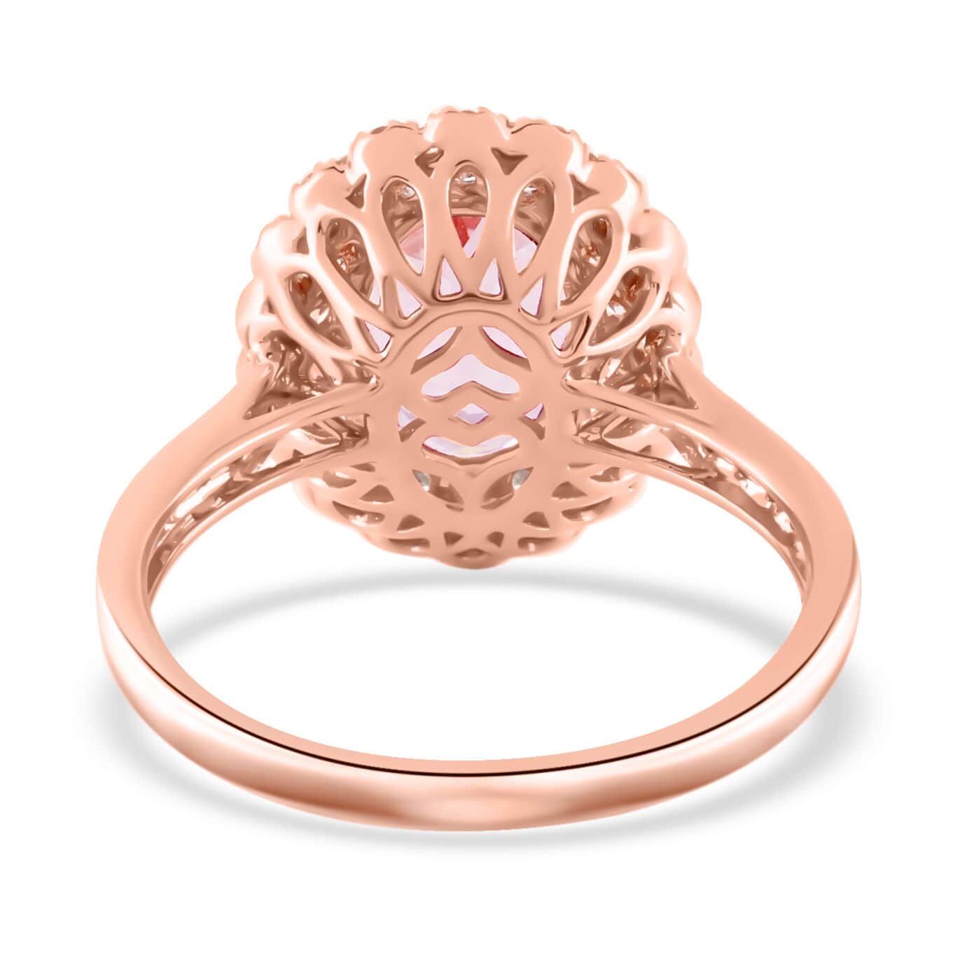 Shop LC Morganite Pink Diamond Oval Mix 14K Rose Gold Halo Ring for Women Jewelry Gifts Size 8 Ct 1.69 I3 Clarity Engagement Anniversary Wedding Promise Birthday Gifts