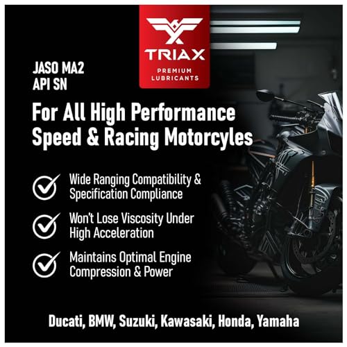 Triax XTerra 4T 10W-40 Full Synthetic Ester VTWIN Motorcycle Oil, Enhanced and Friction Modified JASO MA-2 API SN, SL, SM, Enhanced Film Strength and High Temp Stability (4 Gallon Case)