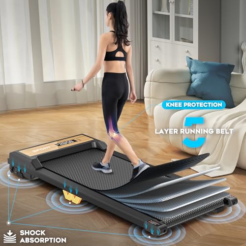 FUNRAY Walking Pad Treadmill - Under Desk Treadmill with 265LBS Weight Capacity, 2 in 1 Portable Walking Treadmill for Home/Office with Two Ways of Control, Compact Treadmill for Walking/Running