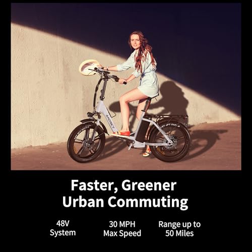 Electric Bike for Adults 30 MPH 750w ebike Peak 1200W 80Nm Max Range 50Miles 48V 768WH Removable Battery Foldable 20''×4.0" Fat Tire Adult Electric Bicycles 7-Speed Dual Disc/Hydraulic Brake E Bikes