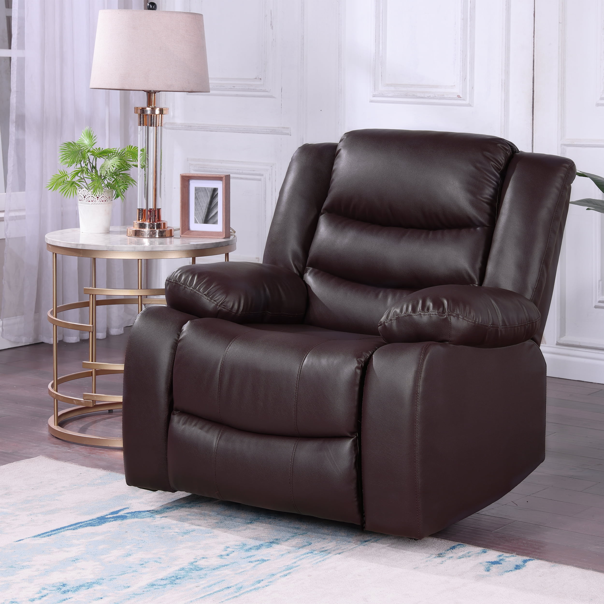 TrumanPick Power Lift Recliner Chair with 2 Side Pockets for Elderly, Faux Leather, Brown