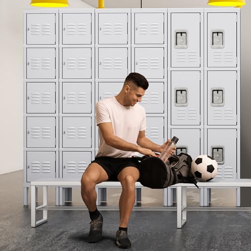 INTERGREAT 9 Door Storage Locker for Employee, Metal Locker for Office, Gym, Shool,Lockable Black Steel Locker with Lock and Card Slot for Home,Garage