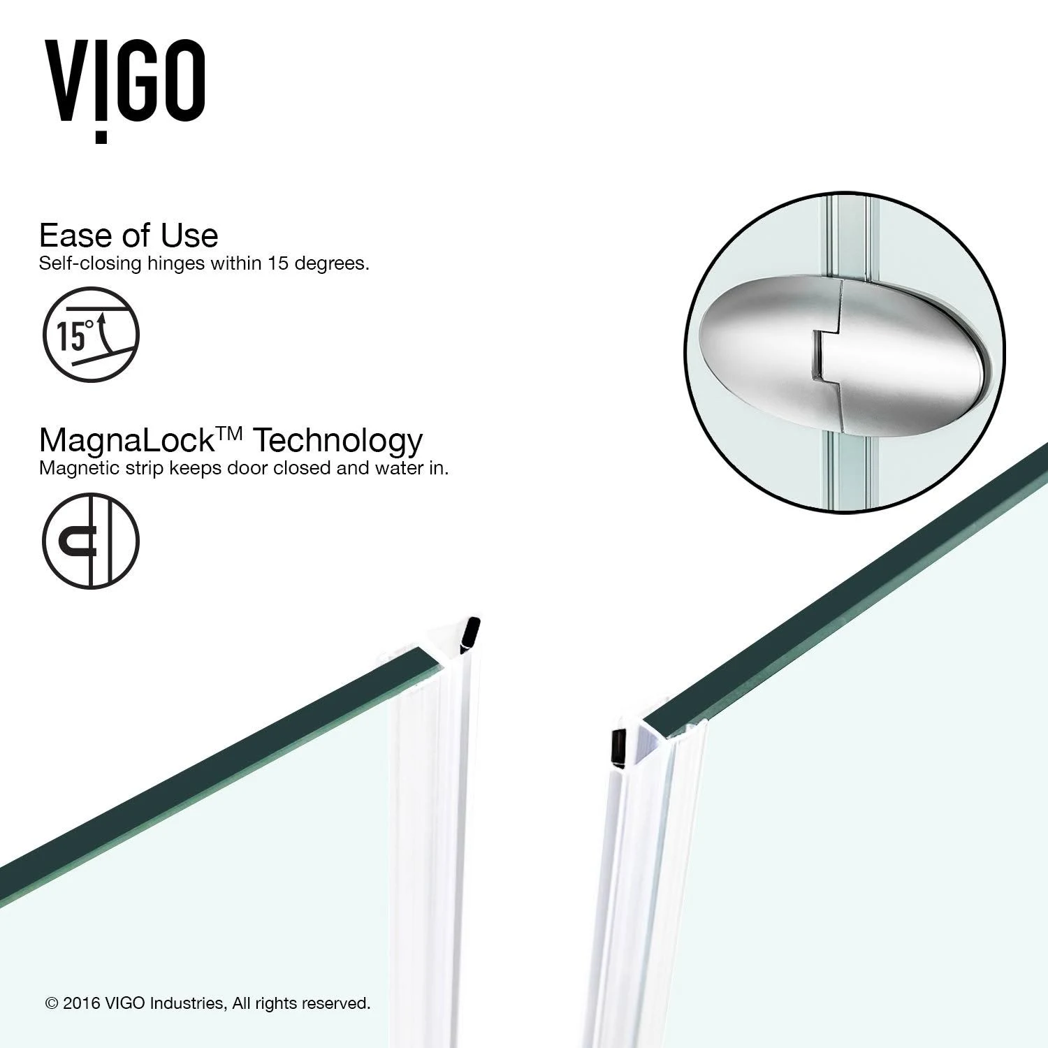 Vigo VG6061CHCL38W Verona Frameless Neo-Angle Shower Enclosure with Base