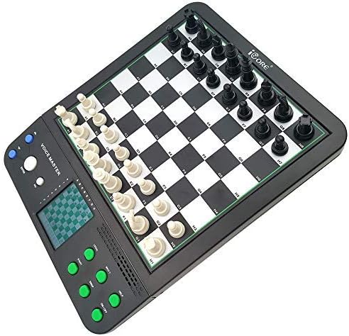 iCore Electronic Talking Chess Computer Set, Magnetic Travel Voice Chess Academy Boards Sets, Checkers Set Chessboard, Portable Board Games, Computer Chess Practice Tactics for Kids Adults