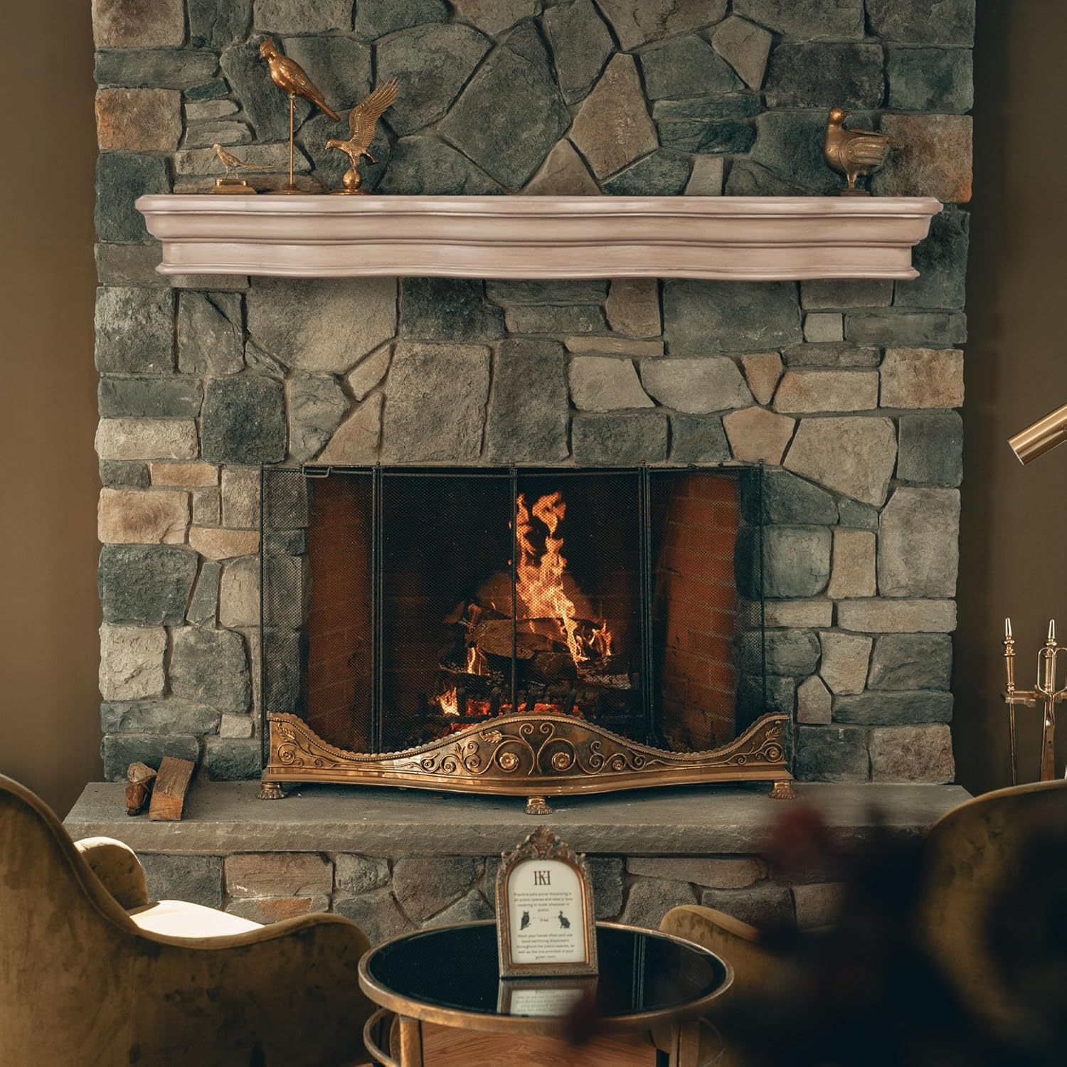 Fireplace Mantels, Solid Rustic Wood Floating Mantel Shelves, Wall Mounted Farmhouse Shelf Handcrafted Mantle Decor Beam with Invisible Metal Bracket (60in, Grey)