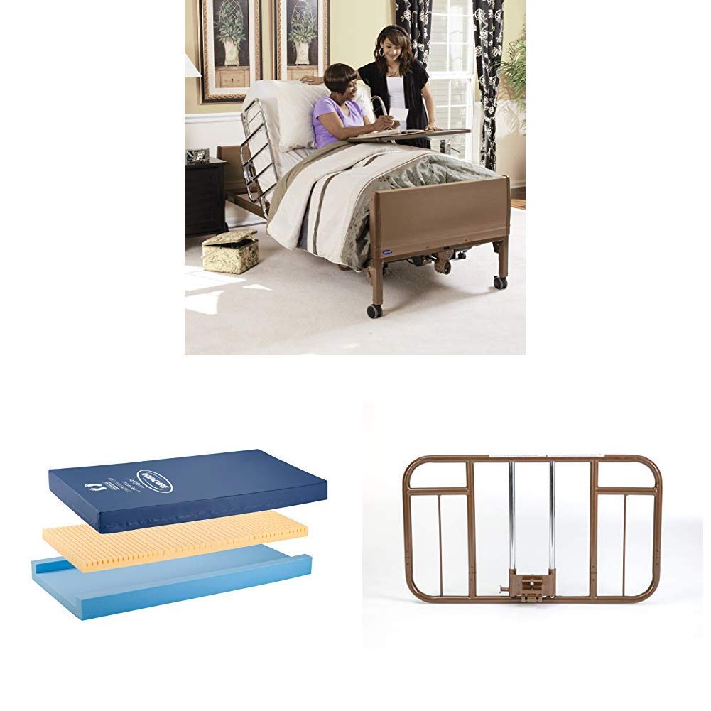 Invacare Homecare Bed Bundle | Innerspring Mattress & Full Bed Rails | Full-Electric Hospital Bed for Home Use