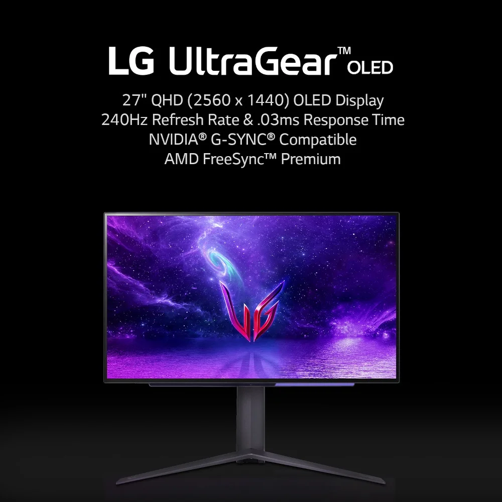 LG 27" UltraGear™ OLED Gaming Monitor QHD with 240Hz Refresh Rate 0.03ms Response Time - 27GR95QE-B