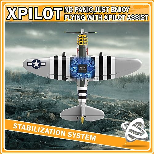 RC Plane 4-CH RC Airplane – RC Airplane Ready to Fly Upgrade P-40 Warhawk Remote Control Airplanes for Beginners Adult with Beginners with Xpilot Stabilization System